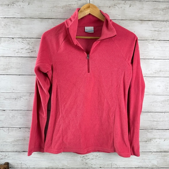 Columbia Women’s Pink Fleece 1/4 Zip Up pullover lightweight Size Small - Picture 1 of 10